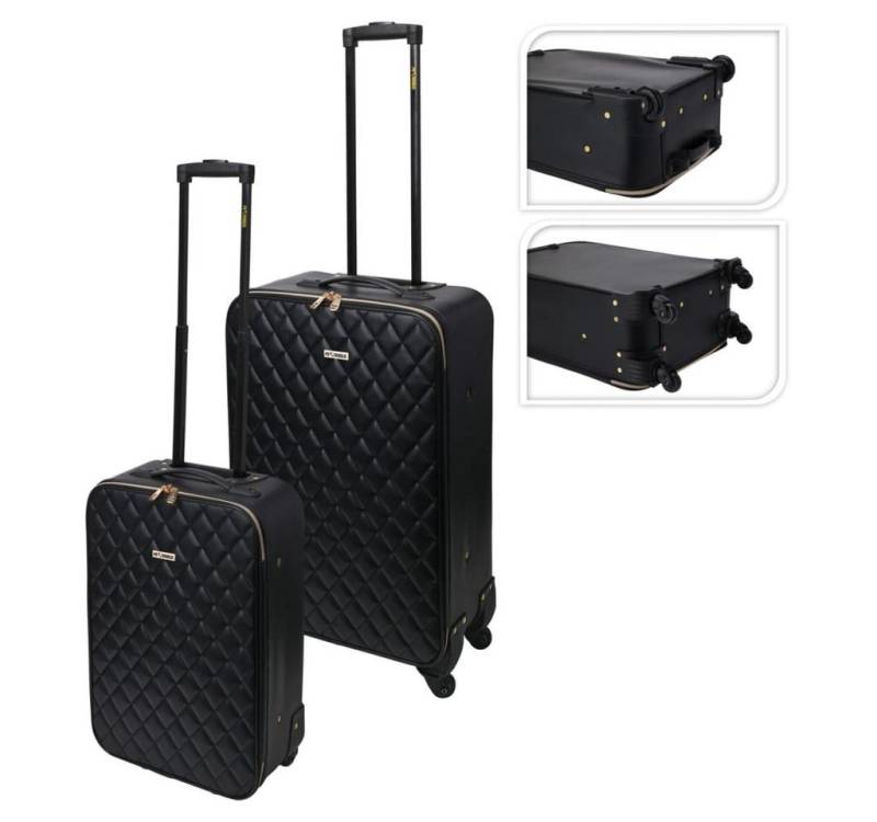 ProWorld Hartschalen-Trolley 2-tlg. Koffer-Set Steppmuster Schwarz von ProWorld