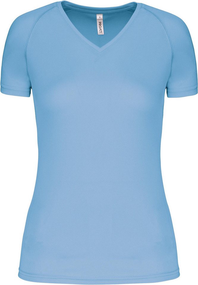 Proact Trainingsshirt Damen Kurzarm-Sportshirt mit V-Ausschnitt von Proact