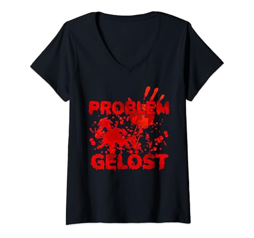 Damen Problem Gelöst Halloween T-Shirt mit V-Ausschnitt von Problem Solved Funny Halloween