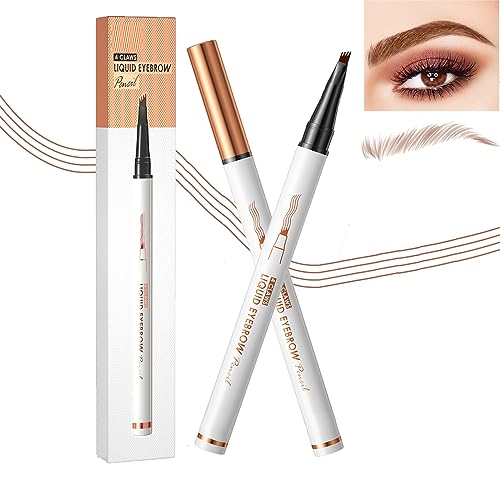 Augenbrauenstift Probuk Flüssiger Augenbrauenstift Wasserfest Hellbraun, Augenbrauenstift Microblading Effekt, Brauenstift mit 4 Spitzen, Microblading Pen, Lang Haltbar, Natürliche, Wischfest (01#) von Probuk