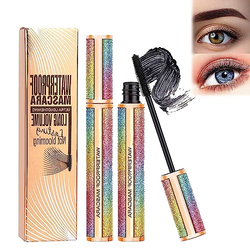 Mascara Schwarz Probuk 8.5ml 4D Silk Fiber Sanfter, Hypoallergen Eyelash Mascara, Wasserfest Wischfest Langlebig Volumen und Definition Make up Mascara,Sichtbar Mehr Länge und Volumen von Probuk