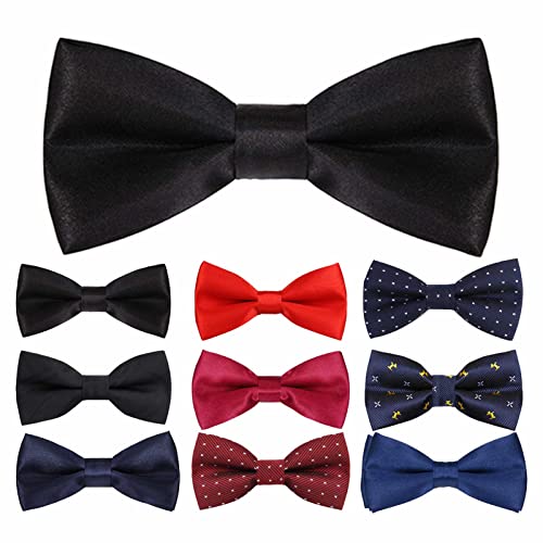 Probuk Kinder Jungen Fliege 10 * 5cm Polyester Klassische Verstellbare Schleife in unifarben mit Hakenverschluß Gummizug Ausgefallene Plain Bowties für Hochzeitsfeier/LäSsige/Formelle von Probuk