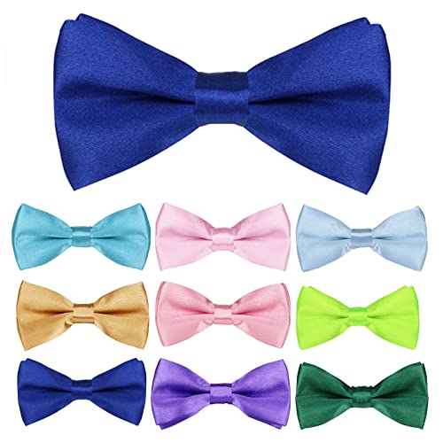 Probuk Kinder Jungen Fliege 10 * 5cm Polyester Klassische Verstellbare Schleife in unifarben mit Hakenverschluß Gummizug Ausgefallene Plain Bowties für Hochzeitsfeier/LäSsige/Formelle von Probuk