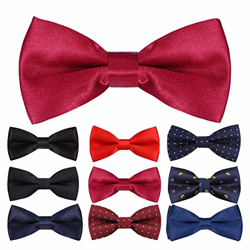 Probuk Kinder Jungen Fliege 10 * 5cm Polyester Klassische Verstellbare Schleife in unifarben mit Hakenverschluß Gummizug Ausgefallene Plain Bowties für Hochzeitsfeier/LäSsige/Formelle von Probuk