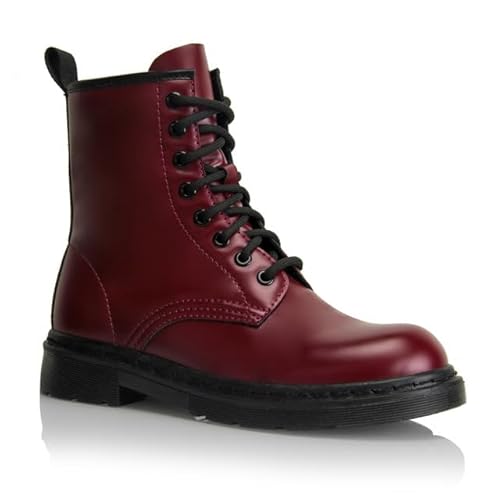 Procity Damen 8 Eyelet Stiefelette mit dem Blockabsatz und seitlichem Reißverschluss Combat Boots Ankle Boots Red 37 von Procity