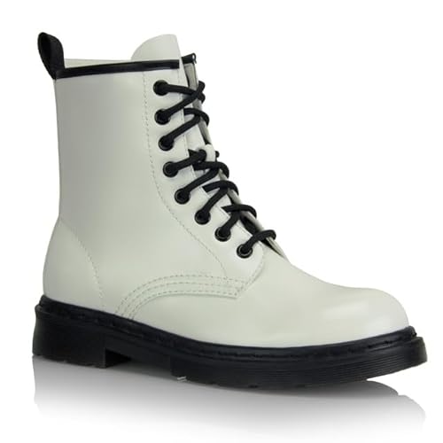 Procity Damen 8 Eyelet Stiefelette mit dem Blockabsatz und seitlichem Reißverschluss Combat Boots Ankle Boots White 42 von Procity