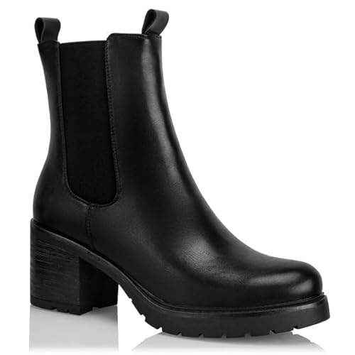 Procity Damen Chelsea Boots Stiefelette mit hohem Absatz und seitlichem Reißverschluss Damen Ankle Boot Black 36 von Procity