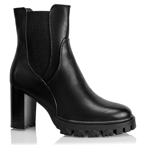 Procity Damen Chelsea Boots Stiefelette mit hohem Absatz und seitlichem Reißverschluss Damen Ankle Boot Black2 40 von Procity