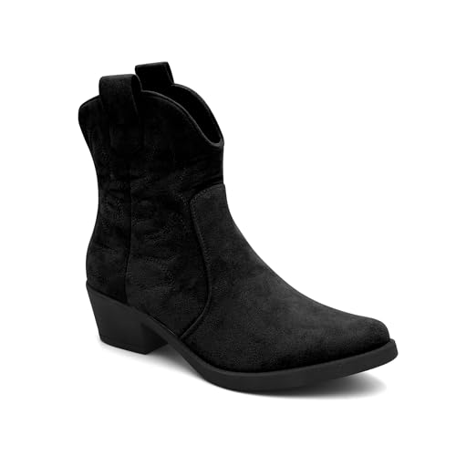Procity Damen Cowboy Boots Bikerboot Westernstiefel Cowboy Stiefelette für Damen mit dem Blockabsatz Midnight 39 von Procity
