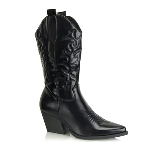 Procity Damen Cowboy Stiefel Westernstiefel für Damen Bikerboot mit dem Blockabsatz Black 37 von Procity