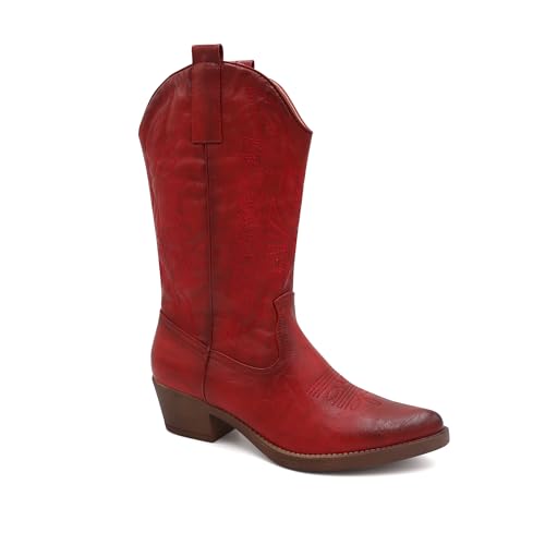 Procity Damen Cowboy Stiefel Westernstiefel für Damen mit dem Blockabsatz Red 42 Procity Damen Cowboy Stiefel Westernstiefel für Damen mit dem Blockabsatz Red 42 von Procity