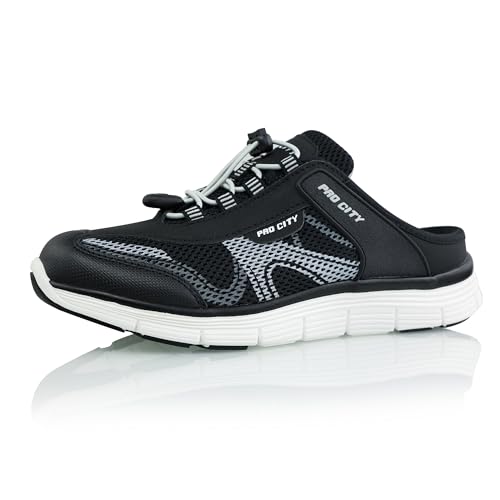 Procity Damen Herren Clogs atmungsaktive und Pflegeleichte Pantoffeln leichte Hausschuhe Black Grey 41 von Procity