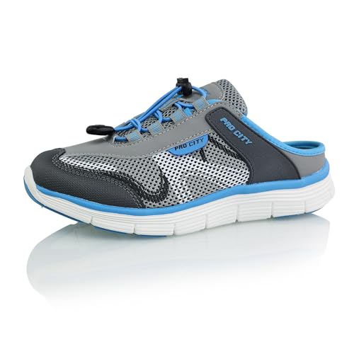 Procity Damen Herren Clogs atmungsaktive und Pflegeleichte Pantoffeln leichte Hausschuhe Grey Blue 43 von Procity