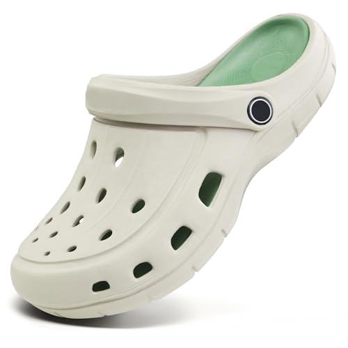 Procity Damen Herren Hausschuhe Gartenschuhe atmungsaktive Clogs leichte Pantoffeln Strand Schuhe Sandalen Khaki - Olive 37 von Procity
