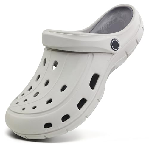 Procity Damen Herren Hausschuhe Gartenschuhe atmungsaktive Clogs leichte Pantoffeln Strand Schuhe Sandalen Light Gray - Gray 42 von Procity