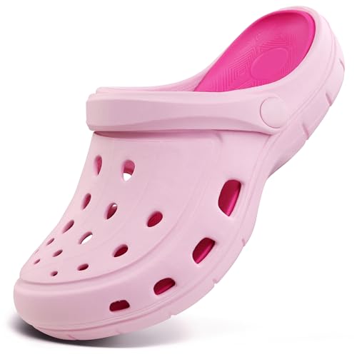 Procity Damen Herren Hausschuhe Gartenschuhe atmungsaktive Clogs leichte Pantoffeln Strand Schuhe Sandalen Pink - Rose 40 von Procity