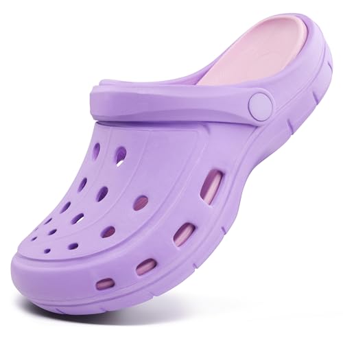 Procity Damen Herren Hausschuhe Gartenschuhe atmungsaktive Clogs leichte Pantoffeln Strand Schuhe Sandalen Purple - Pink 40 von Procity