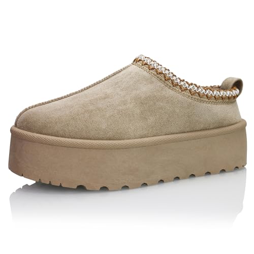 Procity Damen Prints Warm Gefüttert Hausschuhe Pantoffeln mit Plateau Profilsohle Khaki 40 von Procity
