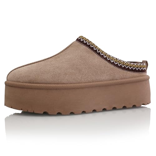 Procity Damen Prints Warm Gefüttert Hausschuhe Pantoffeln mit Plateau Profilsohle Khaki3 40 von Procity