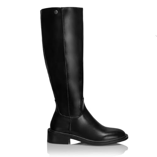 Procity Damen Reiterstiefel Blockabsatz Westernstiefel Kniehohe Stiefel mit seitlichem Reißverschluss Knee Boot Black 37 von Procity