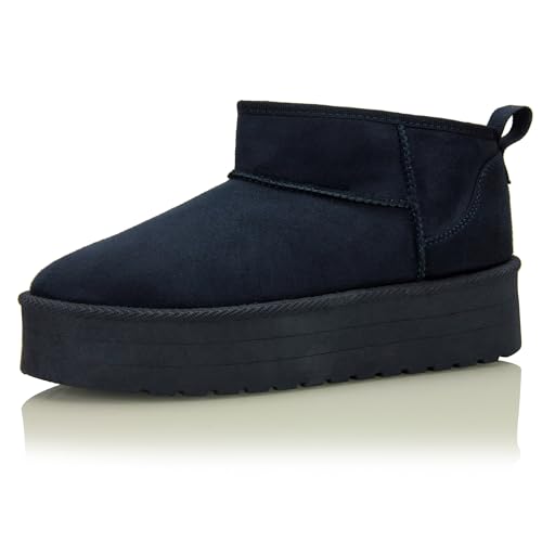 Procity Damen Stiefeletten Warm Gefüttert Plateau Boots mit der Profilsohle Navy 37 von Procity