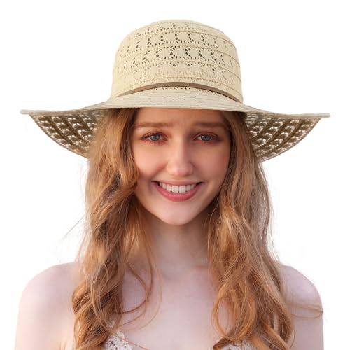 Procity Faltbarer Strohhut Damen Sonnenhut UV Schutz Strandhut mit Breiter Krempe Paris Brown von Procity