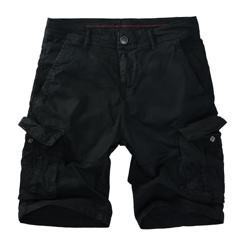 Procity Herren Cargo Shorts Bermuda Kurze Hosen Herren Vintage Kurze Hose Black 30-32/XS von Procity