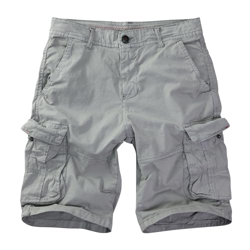 Procity Herren Cargo Shorts Bermuda Kurze Hosen Herren Vintage Kurze Hose Light Gray 30-32/XS von Procity