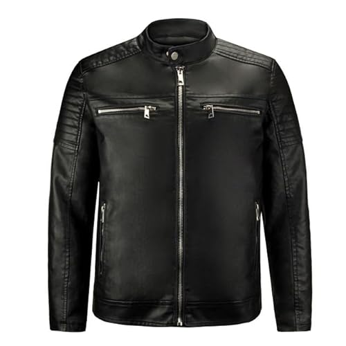 Procity Herren Kunst-Lederjacke Bikerjacke Übergangsjacke Kunstleder Black 3XL von Procity