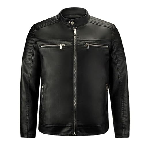 Procity Herren Kunst-Lederjacke Bikerjacke Übergangsjacke Kunstleder Black L von Procity