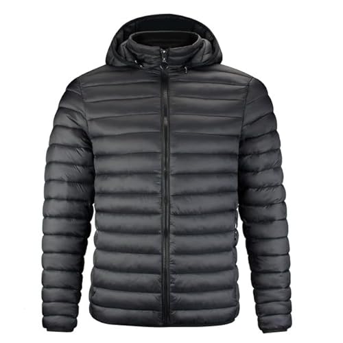 Procity Herren leichte Steppjacke in Daunenoptik wasserabweisende Pufferjacke mit abnehmbarer Kapuze Übergangsjacke gefüttert mit Stehkragen Black XL von Procity