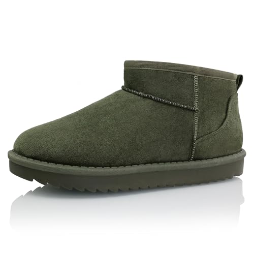 Procity Mini Stiefeletten Damen Warm Gefüttert Wildleder Optik Look Schneestiefel Green 38 von Procity