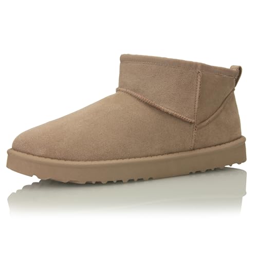 Procity Mini Stiefeletten Damen Warm Gefüttert Wildleder Optik Look Schneestiefel Khaki 36 von Procity