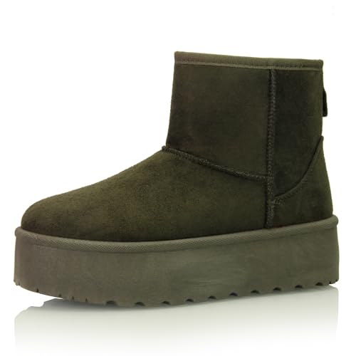 Procity Plateau Boots Damen Stiefeletten Plateau Warm Gefüttert mit der Profilsohle Dark Green 36 von Procity