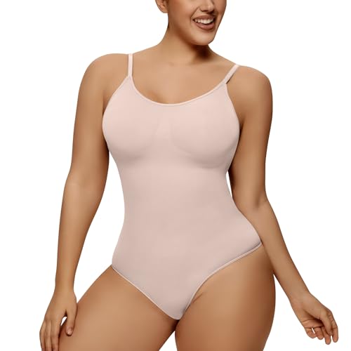 Procity Shapewear Damen Body Shaper Damen Bauchweg Body Abnehmen Shaping Bodysuit Bodysuit Figurformender Body Shaper mit Verstellbare Träger Beige XL von Procity