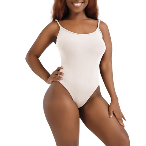 Procity Shapewear Damen Bodysuit Body Shaper Damen Tank Top Jumpsuit mit Verstellbare Träger sexy Tanga-Body N2 White 3XL von Procity