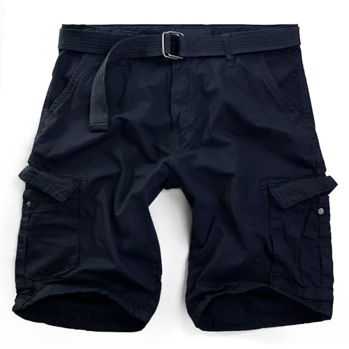 Procity Vintage Herren Cargo Shorts Bermuda Kurze Hosen Herren inkl. Gürtel Blau G 40/XXL von Procity