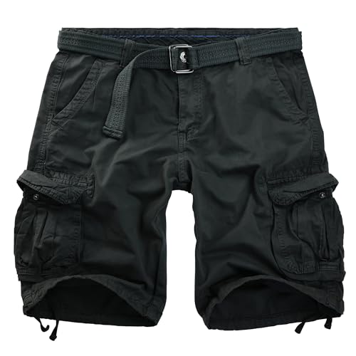 Procity Vintage Herren Cargo Shorts Bermuda Kurze Hosen Herren inkl. Gürtel Grau 32/S von Procity