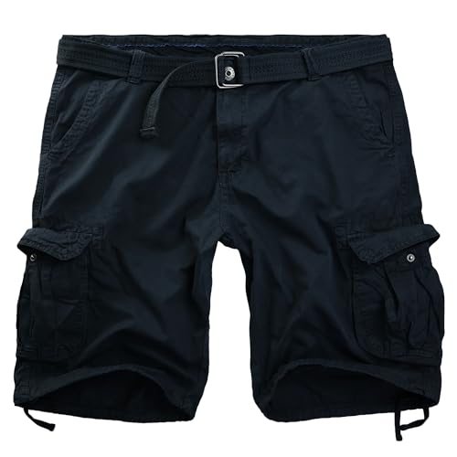 Procity Vintage Herren Cargo Shorts Bermuda Kurze Hosen Herren inkl. Gürtel Navy 34/M von Procity