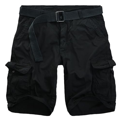 Procity Vintage Herren Cargo Shorts Bermuda Kurze Hosen Herren inkl. Gürtel Schwarz 42/3XL von Procity