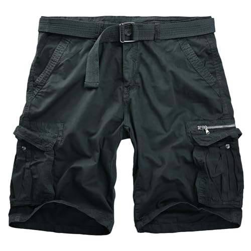 Procity Vintage Kurze Hosen Herren Cargo Shorts inkl. Gürtel Grau 2# 30-32/XS von Procity