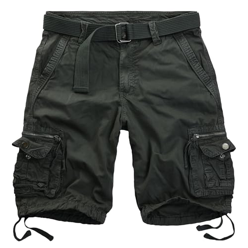 Procity Vintage Kurze Hosen Herren Cargo Shorts inkl. Gürtel Grau 36-38/L von Procity