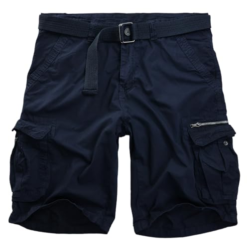 Procity Vintage Kurze Hosen Herren Cargo Shorts inkl. Gürtel Navy 2# 32-34/S von Procity