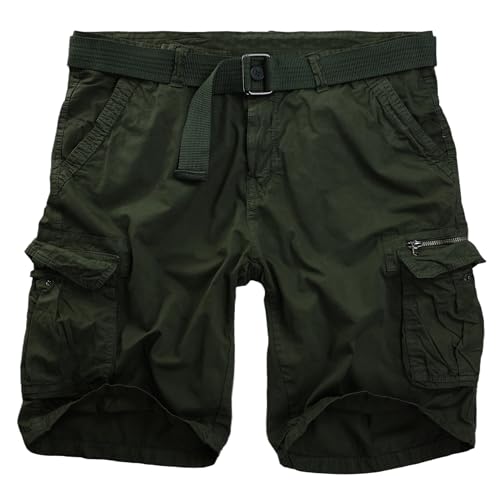 Procity Vintage Kurze Hosen Herren Cargo Shorts inkl. Gürtel Oliv 2# 34-36/M von Procity