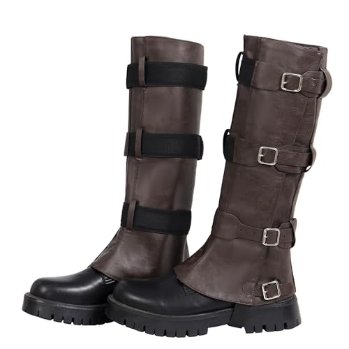 PROCOS Mittelalterliche Stiefel Abdeckung Herren Pirat Wikinger Renaissance PU Leder Bein Rüstung Schutz Kostüm Cosplay, Braun, Small Narrow PROCOS Mittelalterliche Stiefel Abdeckung Herren Pirat Wikinger Renaissance PU Leder Bein Rüstung Schutz Kostüm Cosplay, Braun, Small Narrow von Procos