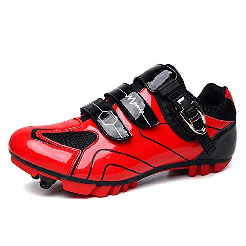 Prodkfe Moutntain Fahrradschuhe Herren Damen MTB Schuhe SPD Mountainbike Schuhe mit Schnalle B Rot 44 EU von Prodkfe