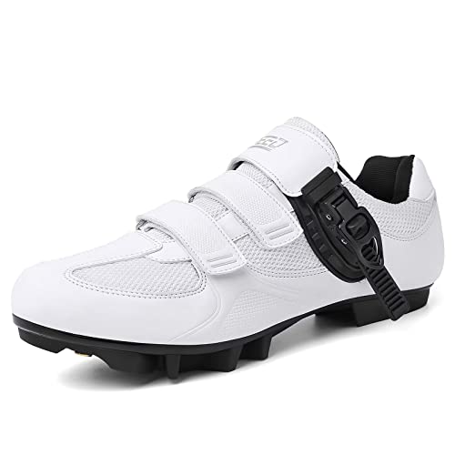 Prodkfe Moutntain Fahrradschuhe Herren Damen MTB Schuhe SPD Mountainbike Schuhe mit Schnalle C Weiß 42 EU von Prodkfe