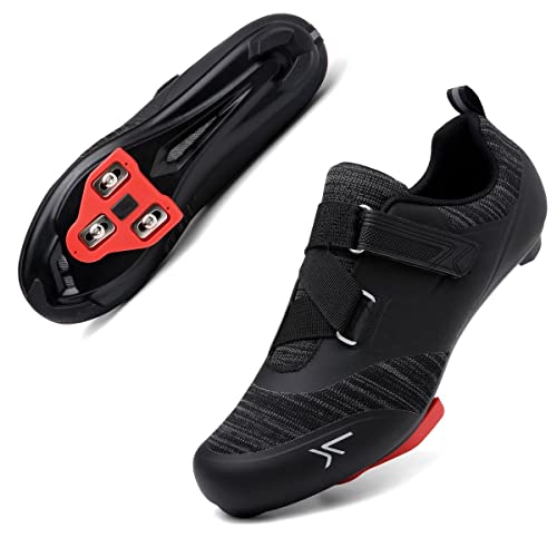 Prodkfe Unisex Fahrradschuhe - Mountainbike MTB Spinning Schuhe Kompatibel mit Cleat, Look Delta, SPD/SPD-SL, Radsportschuhe for Herren Damen Schwarz 44EU von Prodkfe