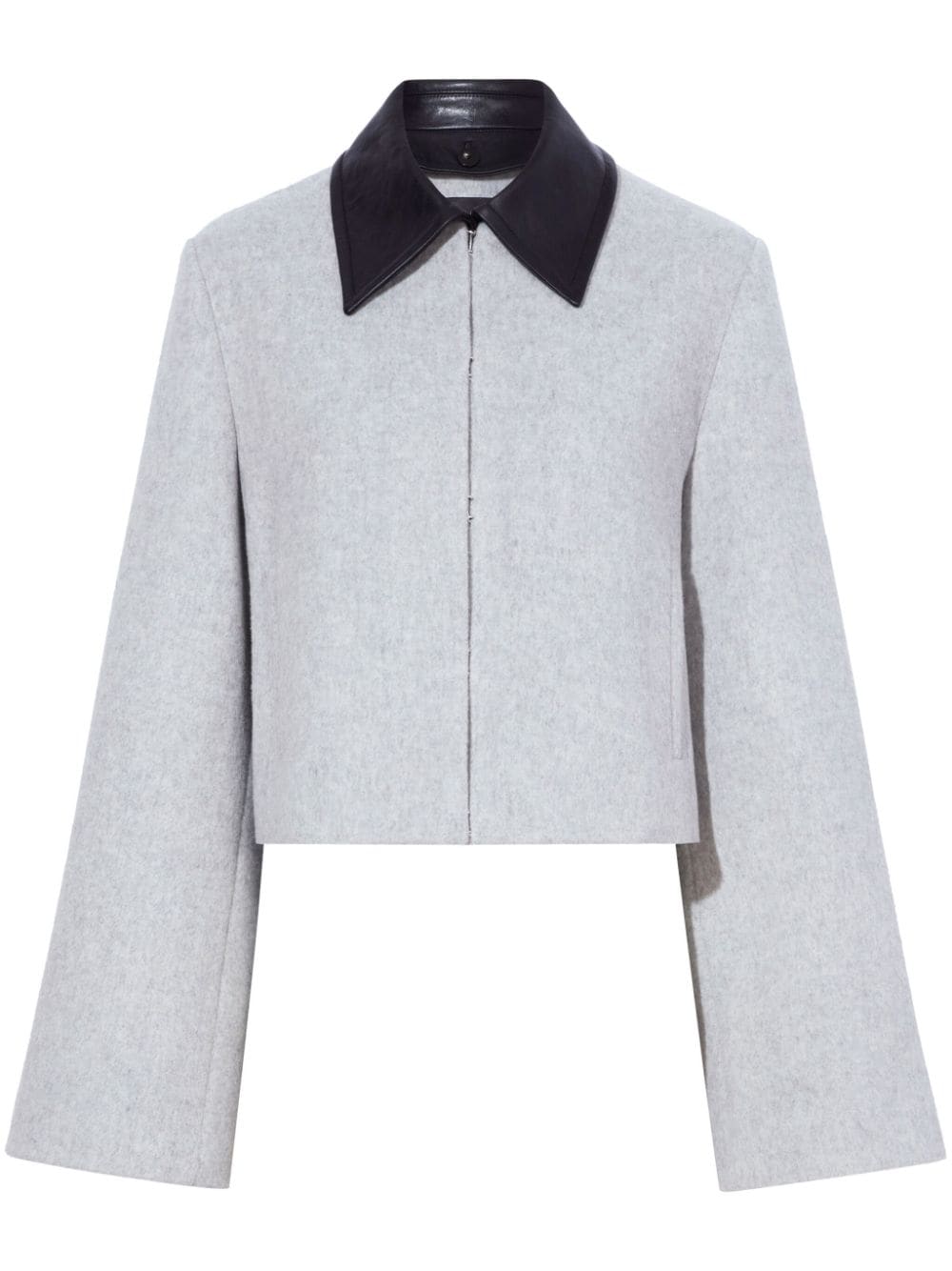 Proenza Schouler Bridget Cropped-Jacke mit Lederkragen - Grau von Proenza Schouler