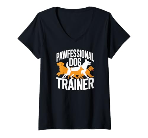 Damen Pawfessional Hundetrainer T-Shirt mit V-Ausschnitt von Professional Canine Training Enthusiasts